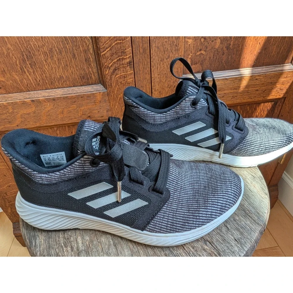 Adidas Edge Lux Bounce Black Gray Striped Running Shoes Sneakers Womens Size 6